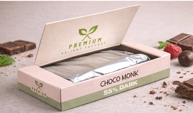 Choco Monk 55% Dark Chocolate – 50gm Monk Fruit Sweetened, Zero Added Sugar