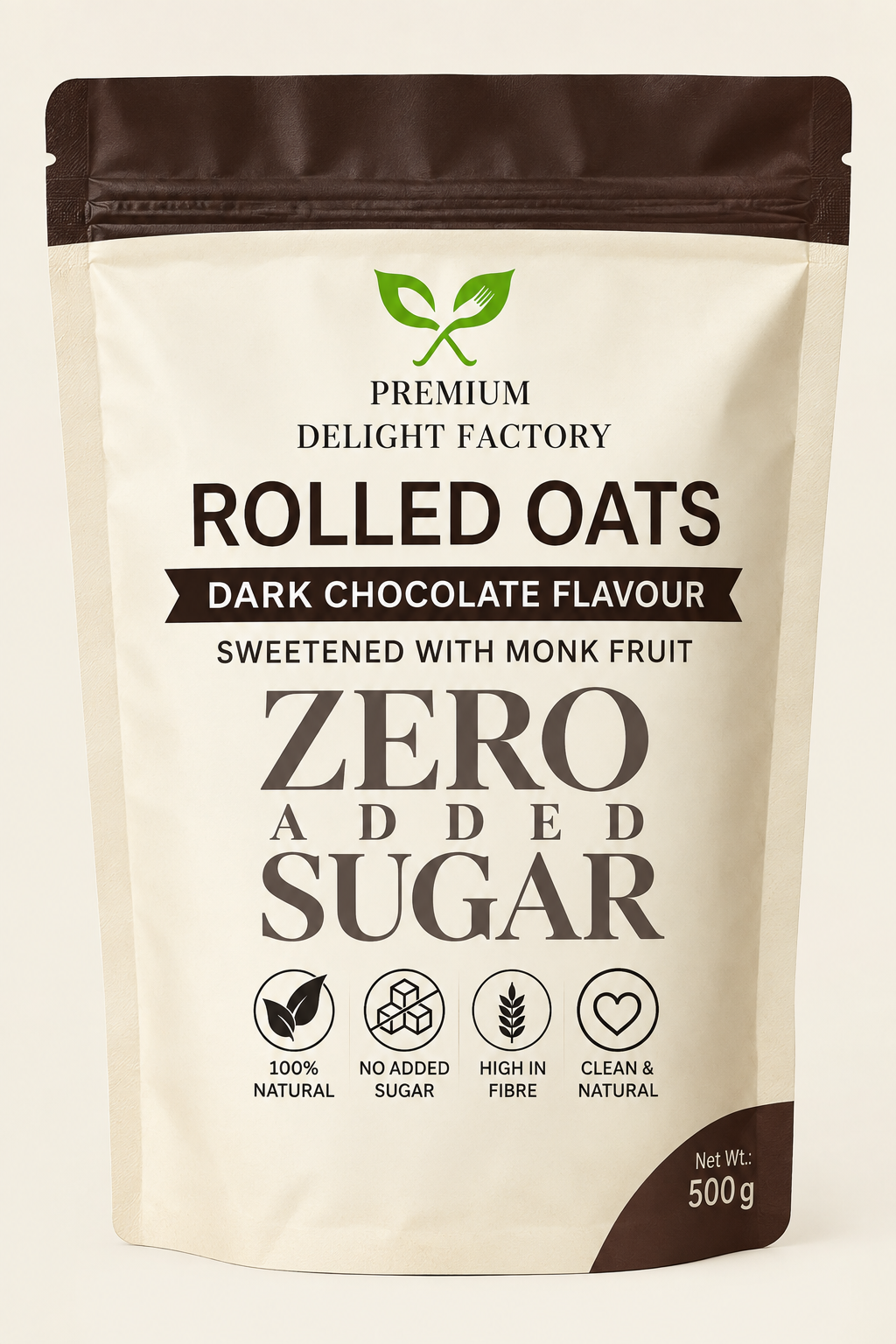 Premium Dark Chocolate Oats – 500gm,Sweetened with Monk Fruit