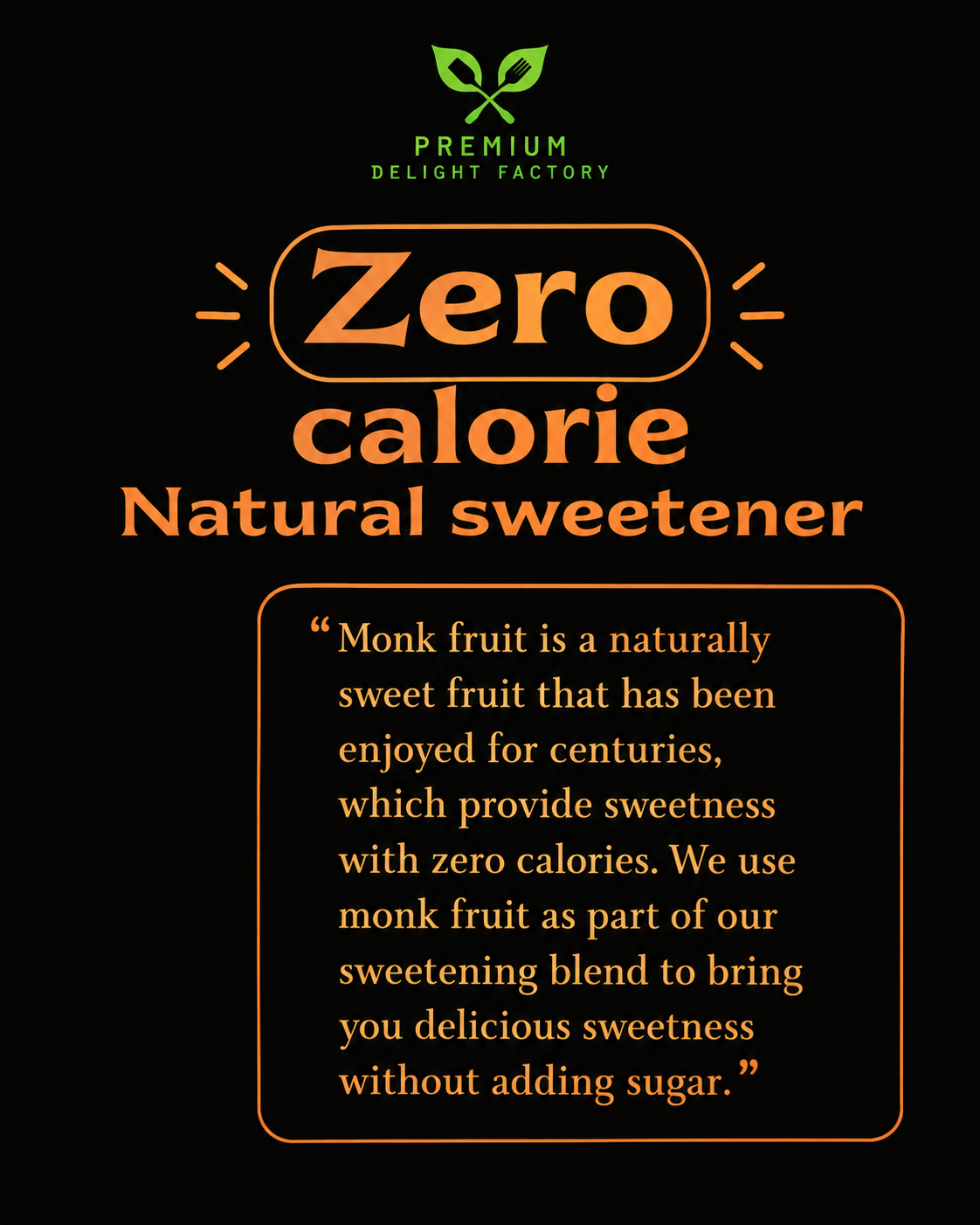 65% Dark Chocolate Sweetened with Monk Fruit, 50 gm  – Zero Added Sugar